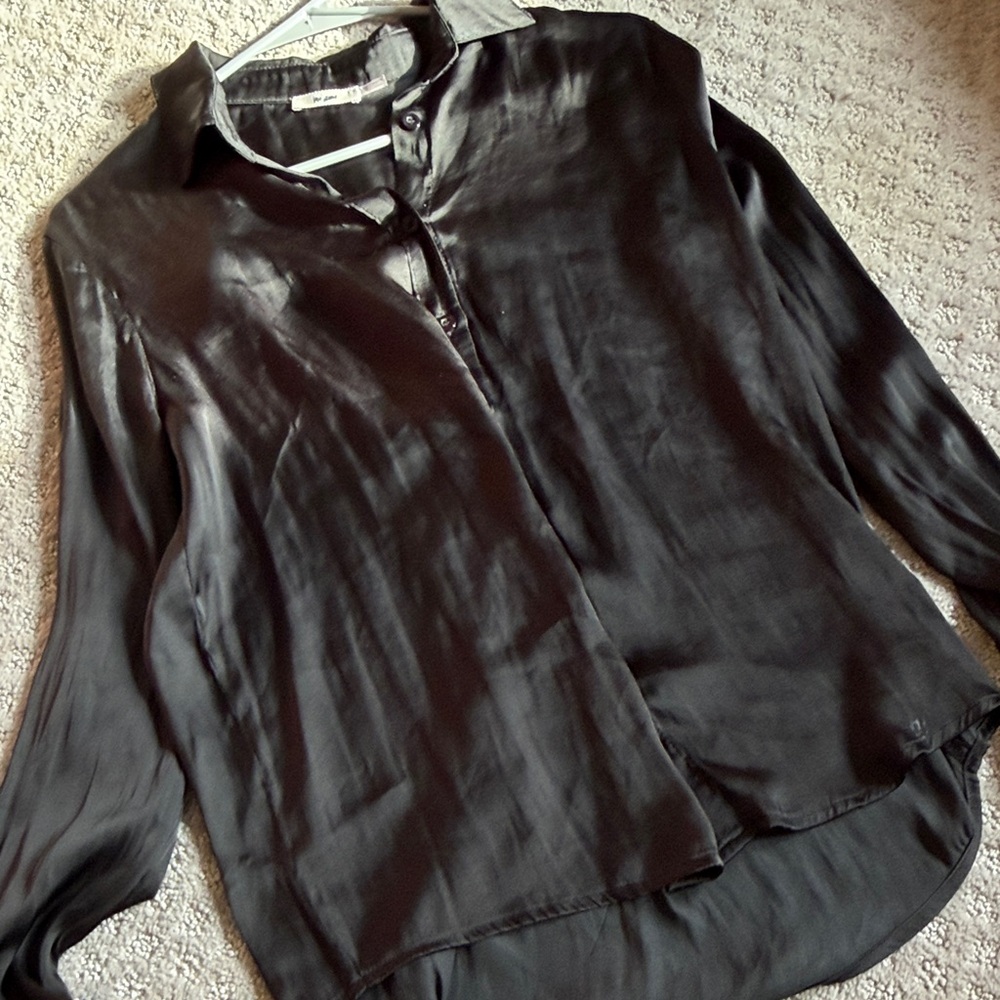 Francesca's Collections Black Button Down Shirt